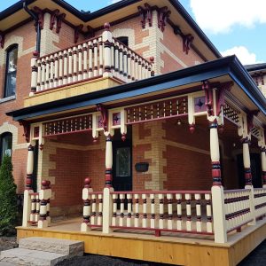 A heritage restoration of this beautiful home with all of the wood turnings provided by Century Porch Post Inc.